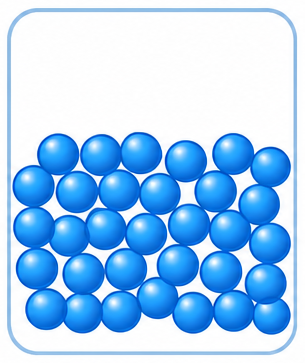 Particles close together but loosely arranged